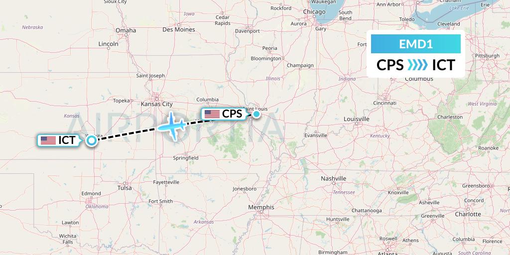 EMD1 Eaglemed Flight Map: St. Louis to Wichita