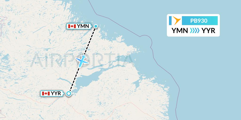 PB930 PAL Airlines Flight Map: Makkovik to Goose Bay