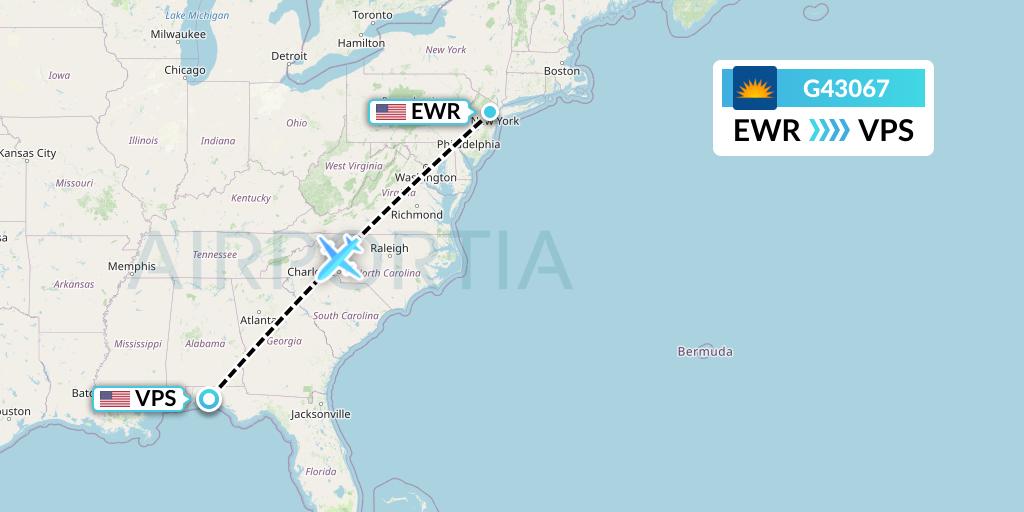 G43067 Allegiant Air Flight Map: New York to Valparaiso