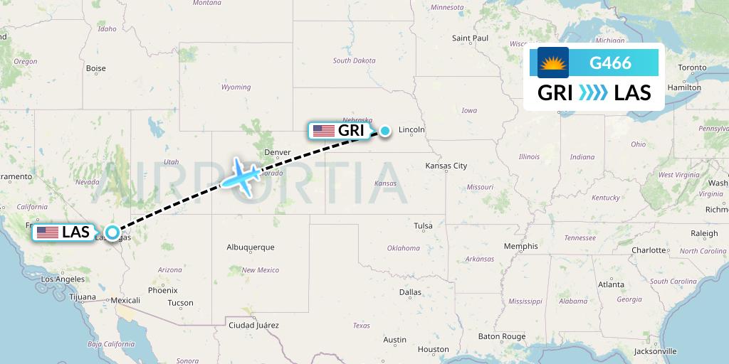 G466 Allegiant Air Flight Map: Grand Island to Las Vegas
