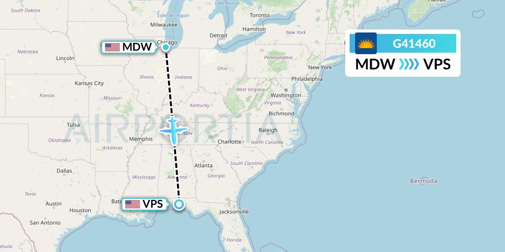 G41460 Allegiant Air Flight Map: Chicago to Valparaiso