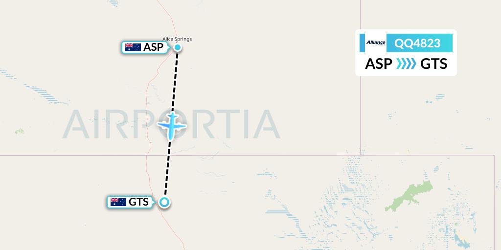 QQ4823 Alliance Airlines Flight Map: Alice Springs to Australia