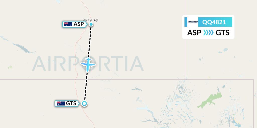 QQ4821 Alliance Airlines Flight Map: Alice Springs to Australia