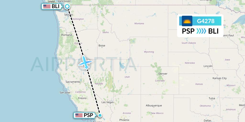 G4278 Allegiant Air Flight Map: Palm Springs to Bellingham