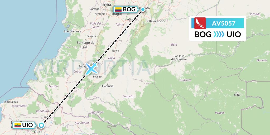 AV5057 Avianca Flight Map: Bogota to Quito