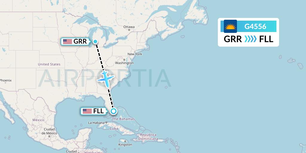 G4556 Allegiant Air Flight Map: Grand Rapids to Fort Lauderdale
