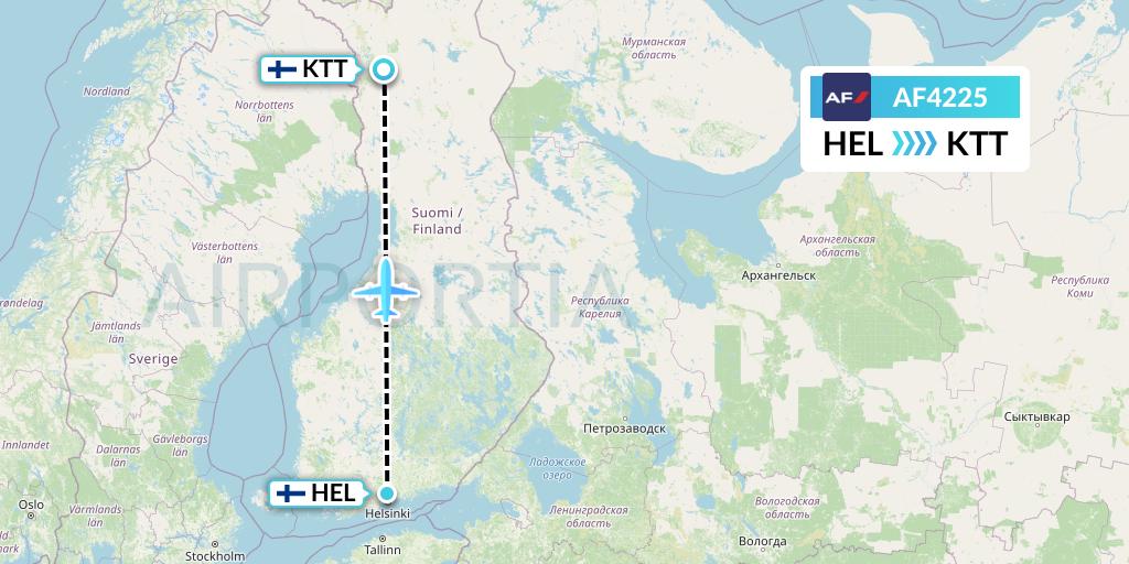 AF4225 Air France Flight Map: Helsinki to Kittila