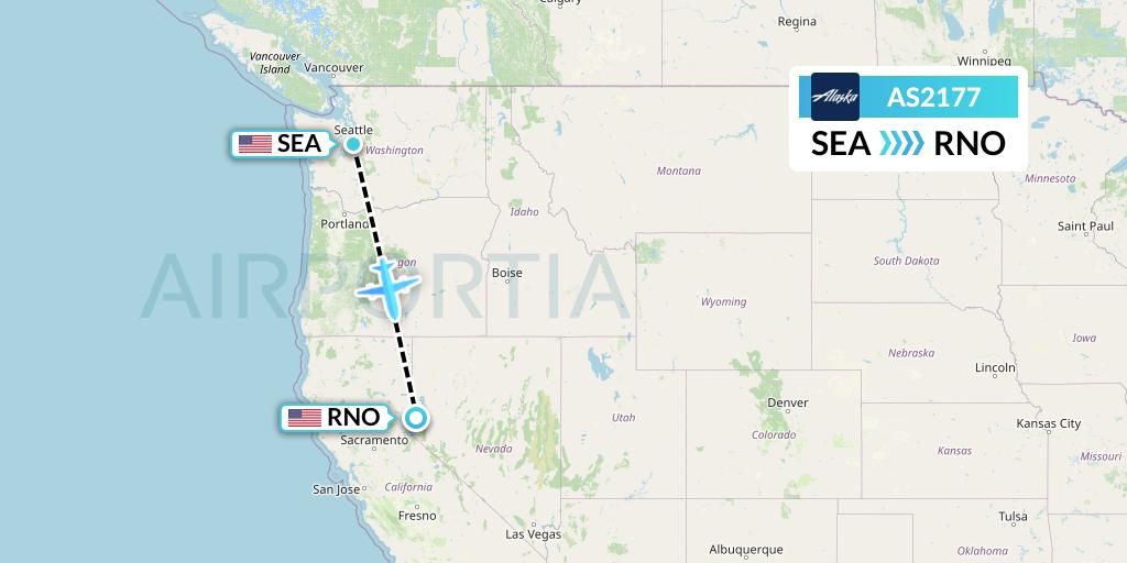 AS2177 Alaska Airlines Flight Map: Seattle to Reno