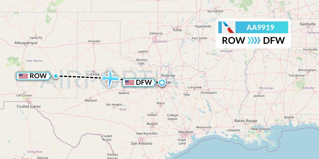 AA9919 American Airlines Flight Map: Roswell to Dallas