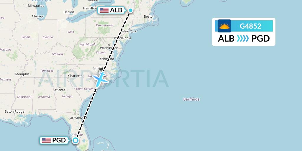 G4852 Allegiant Air Flight Map: Albany to Punta Gorda