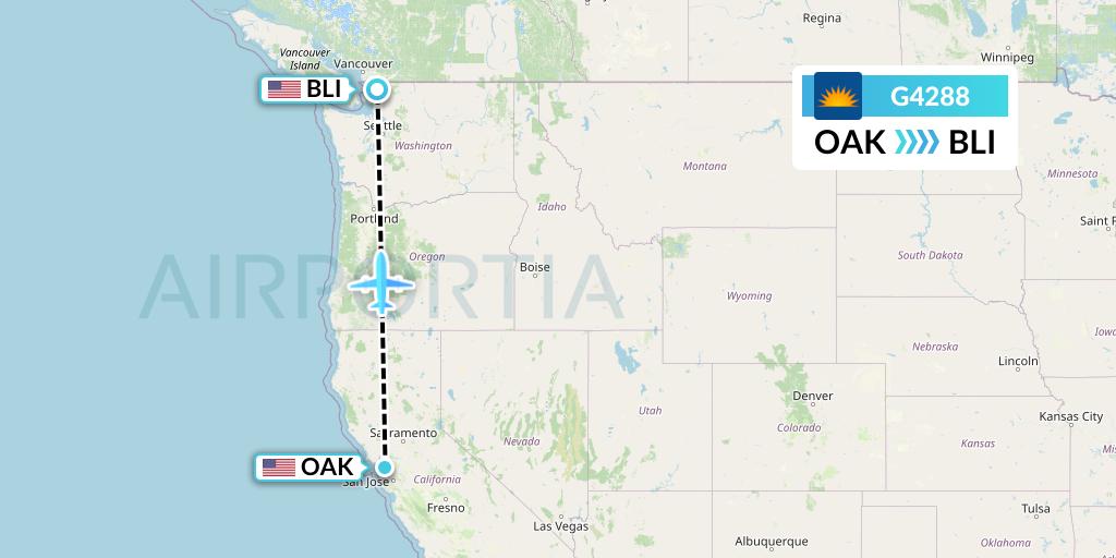G4288 Allegiant Air Flight Map: Oakland to Bellingham