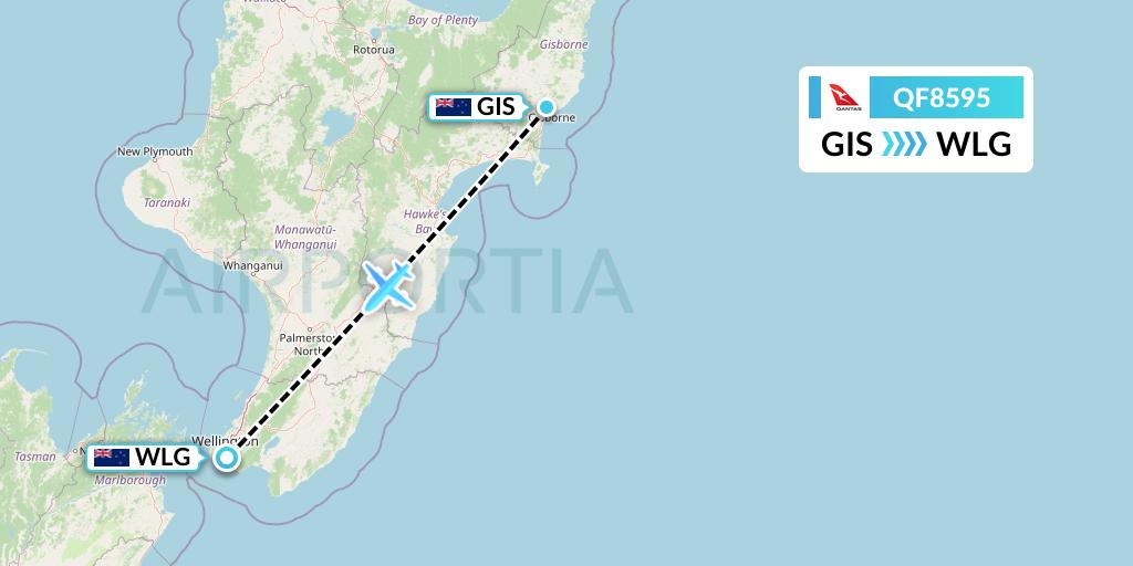 QF8595 Qantas Flight Map: Gisborne to Wellington