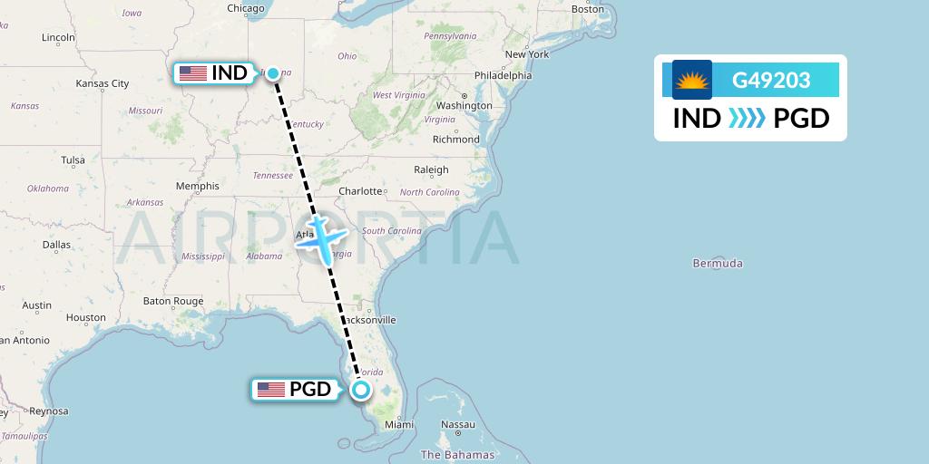 G49203 Allegiant Air Flight Map: Indianapolis to Punta Gorda