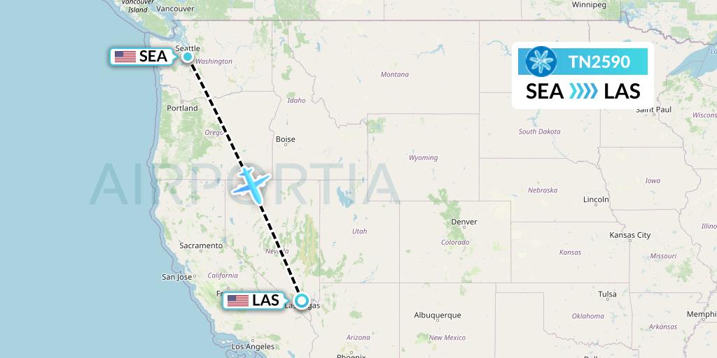 TN2590 Air Tahiti Nui Flight Map: Seattle to Las Vegas