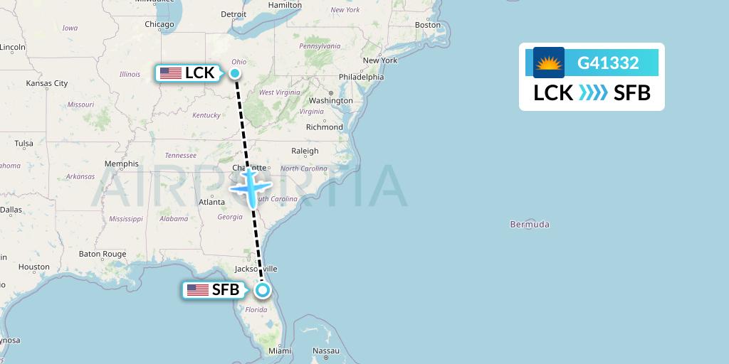 G41332 Allegiant Air Flight Map: Columbus to Orlando