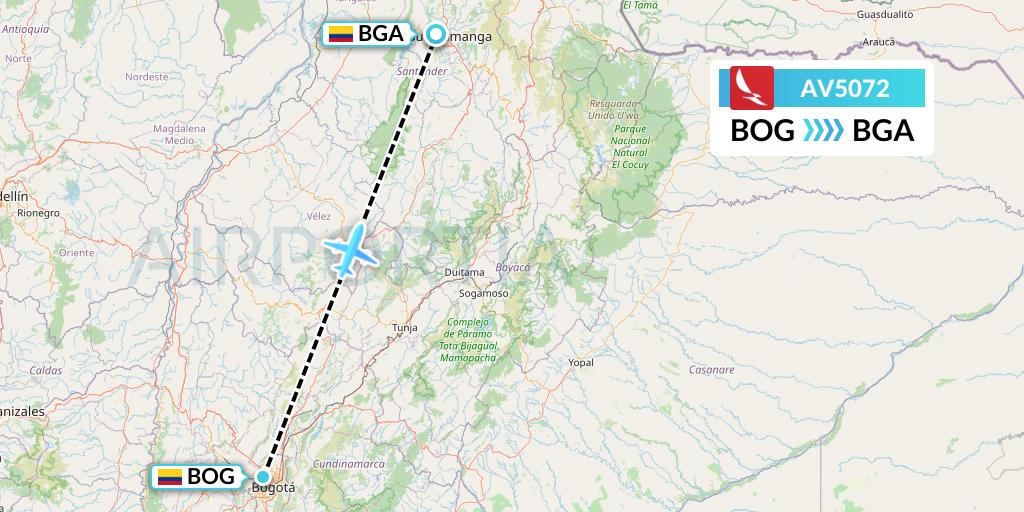 AV5072 Avianca Flight Map: Bogota to Bucaramanga