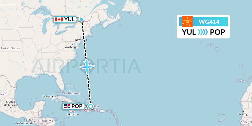 WG414 Flight Status Sunwing Airlines Montreal to Puerto Plata (SWG414)