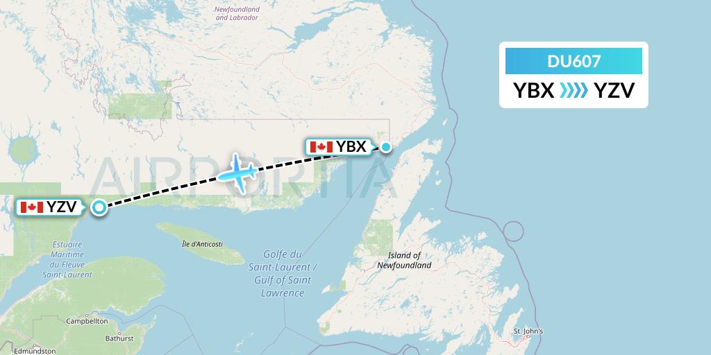 DU607 Sky Jet M.g. Inc Flight Map: Blanc-Sablon to Sept-Iles