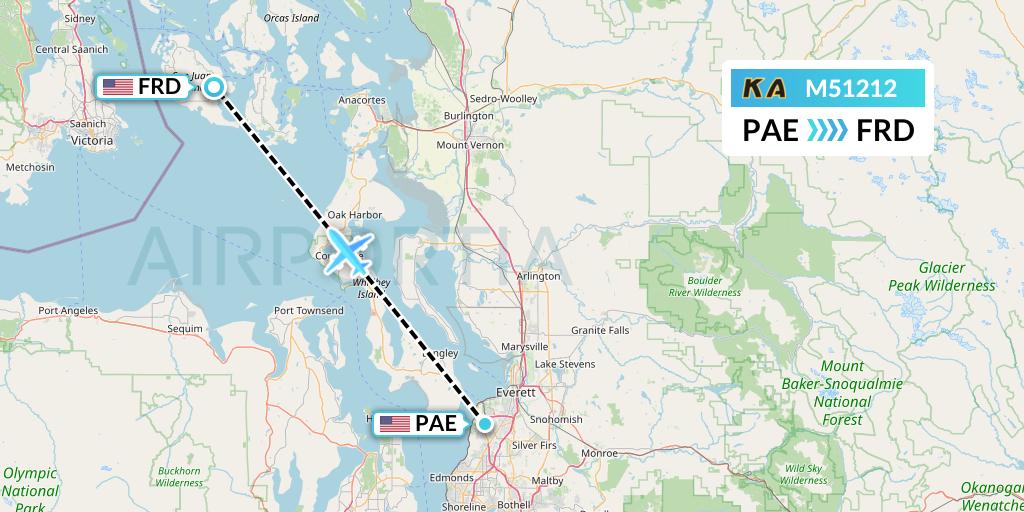 M51212 Kenmore Air Flight Map: Everett to Friday Harbor