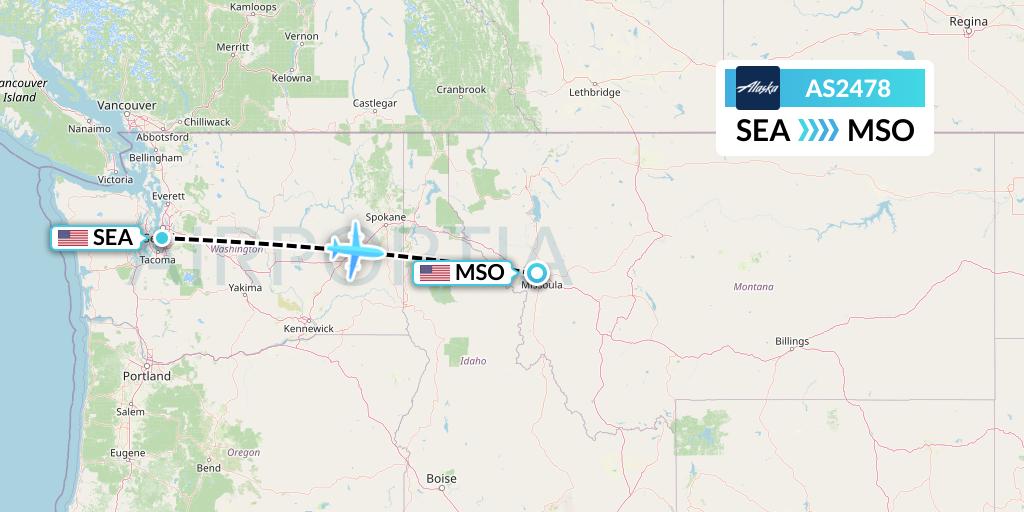 AS2478 Alaska Airlines Flight Map: Seattle to Missoula