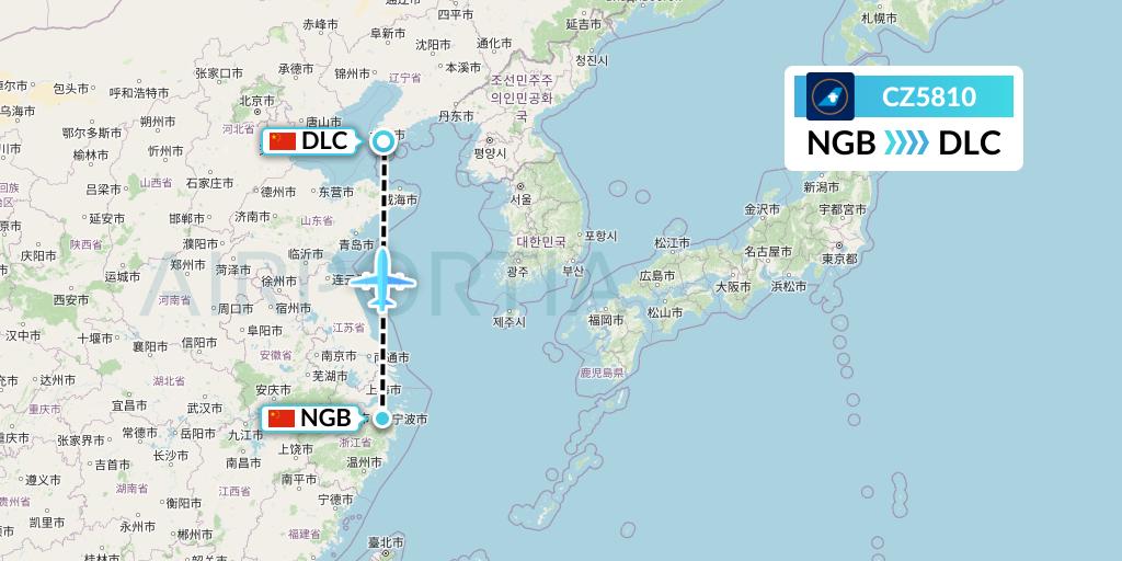 CZ5810 China Southern Airlines Flight Map: Ningbo to Dalian