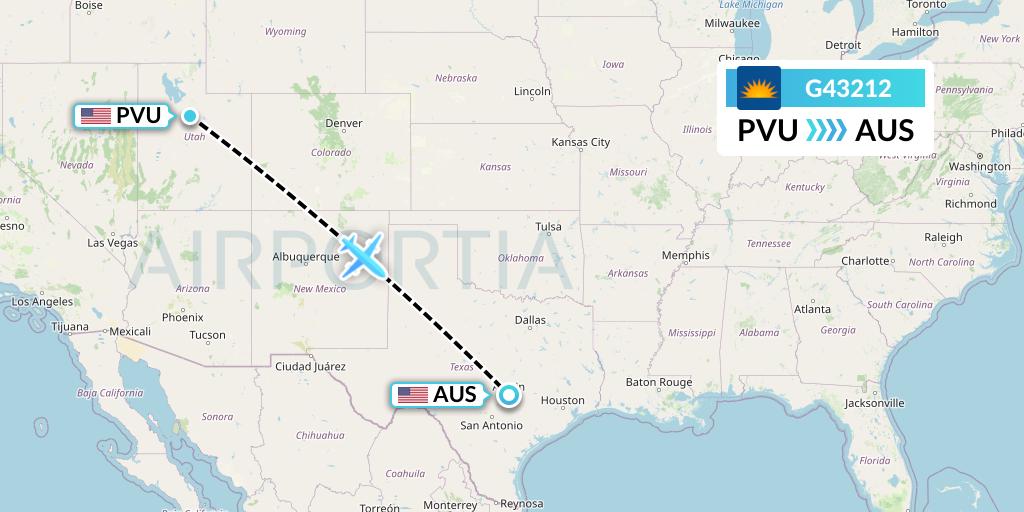 G43212 Allegiant Air Flight Map: Provo to Austin