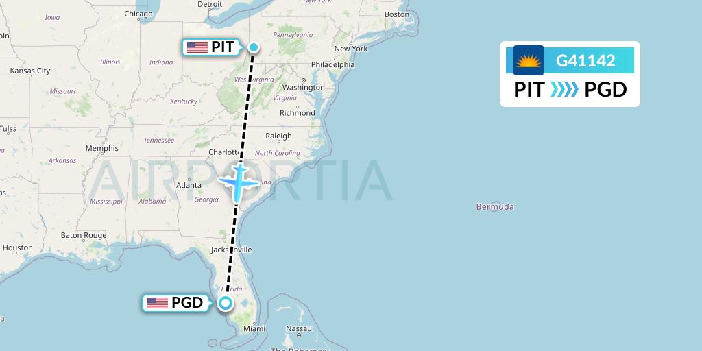 G41142 Allegiant Air Flight Map: Pittsburgh to Punta Gorda