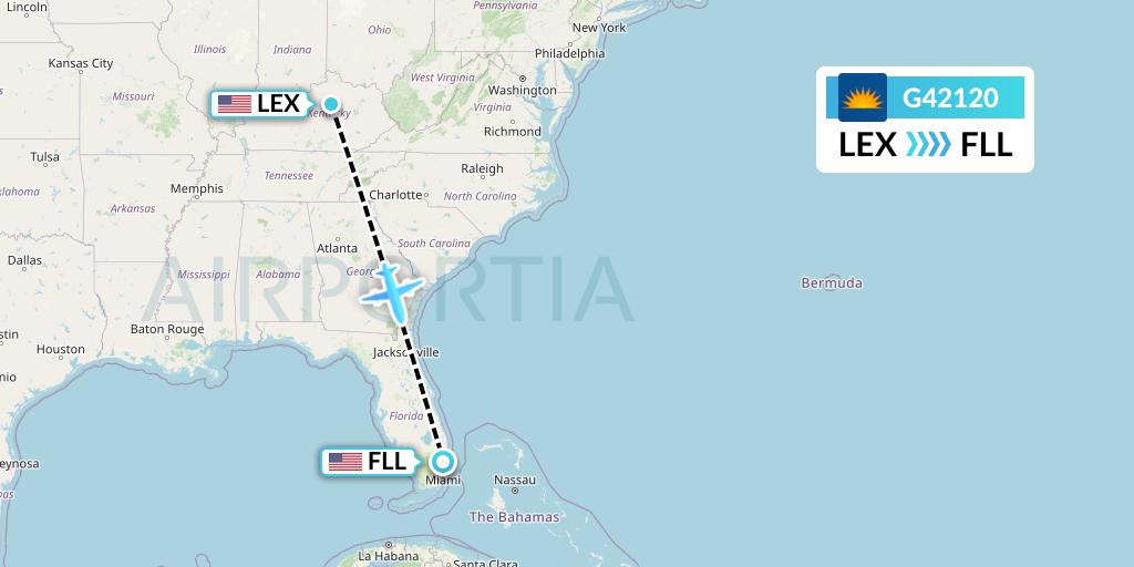 G42120 Allegiant Air Flight Map: Lexington to Fort Lauderdale