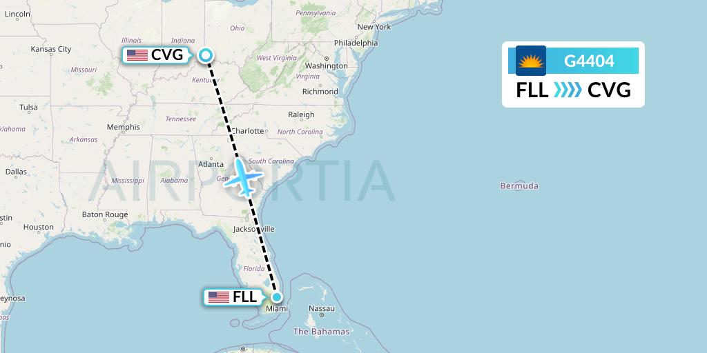 G4404 Allegiant Air Flight Map: Fort Lauderdale to Cincinnati