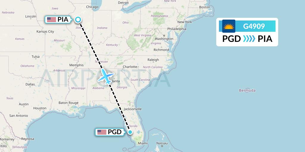 G4909 Allegiant Air Flight Map: Punta Gorda to Peoria