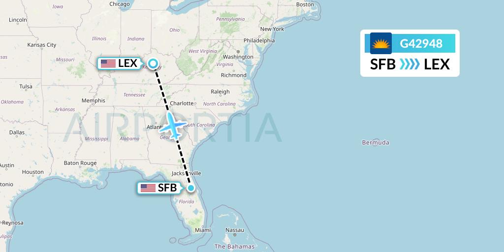 G42948 Allegiant Air Flight Map: Orlando to Lexington