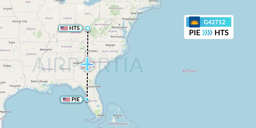G42712 Allegiant Air Flight Map: St. Petersburg to Huntington