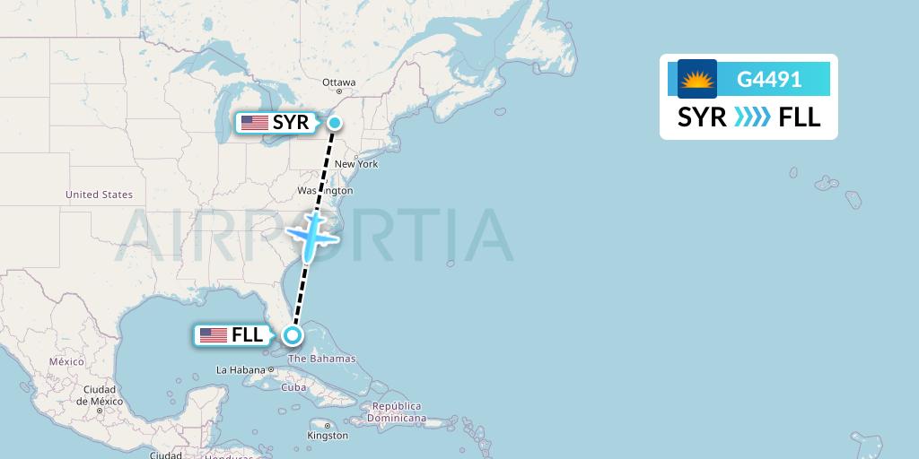 G4491 Allegiant Air Flight Map: Syracuse to Fort Lauderdale