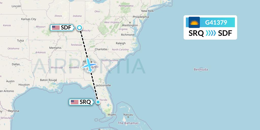 G41379 Allegiant Air Flight Map: Sarasota to Louisville
