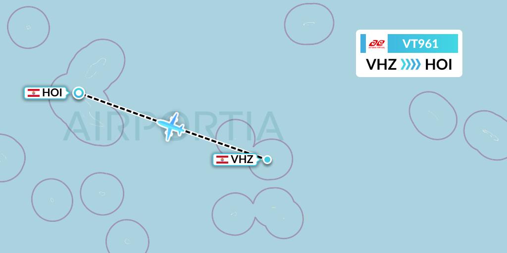VT961 Air Tahiti Flight Map: Vahitahi to Hao