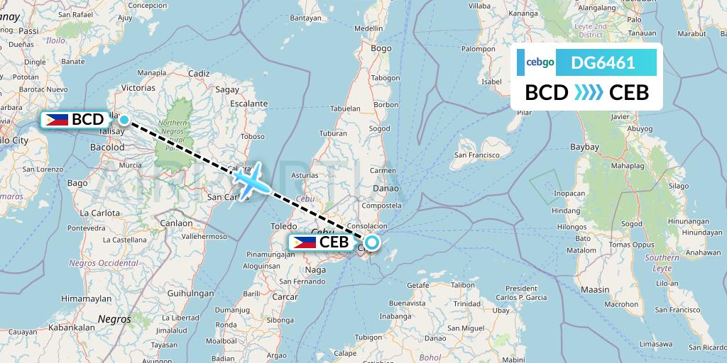 DG6461 Cebgo Flight Map: Bacolod City to Cebu