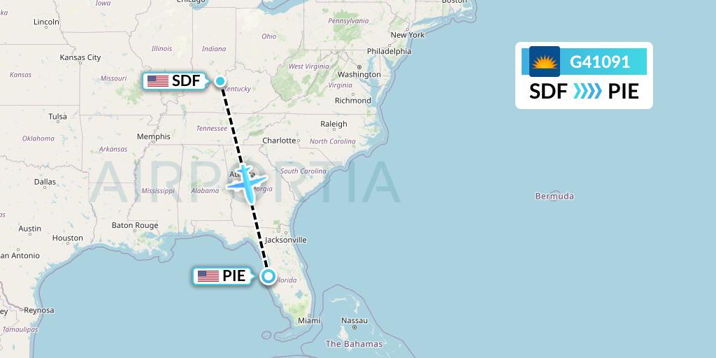 G41091 Allegiant Air Flight Map: Louisville to St. Petersburg