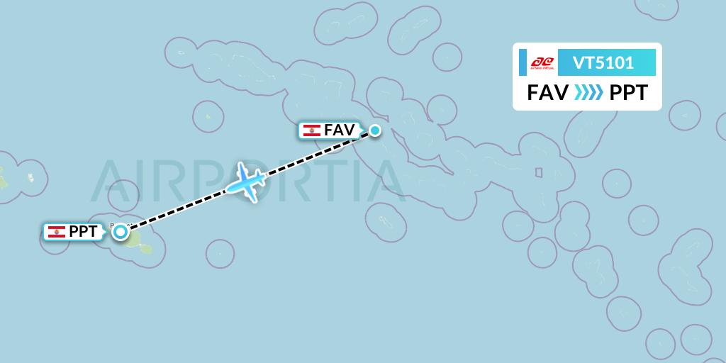 VT5101 Air Tahiti Flight Map: Fakarava to Papeete