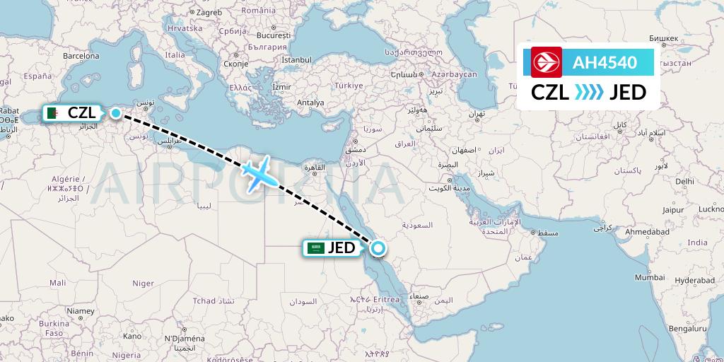 AH4540 Air Algerie Flight Map: Constantine to Jeddah