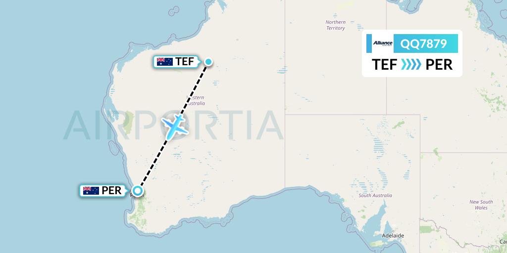 QQ7879 Alliance Airlines Flight Map: Telfer to Perth