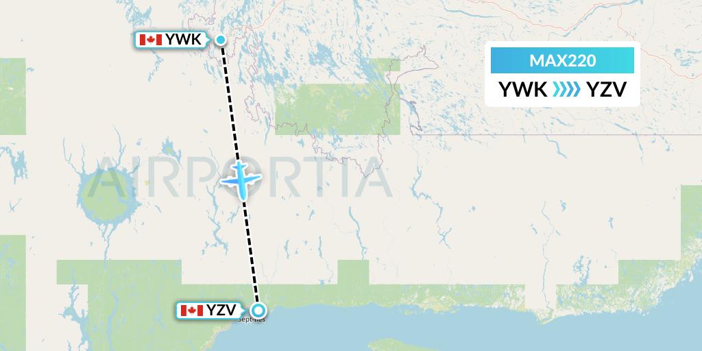 MAX220 Max Aviation Flight Map: Wabush to Sept-Iles