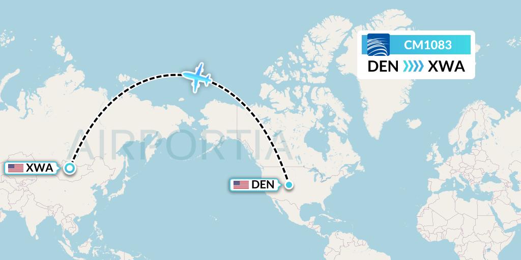 CM1083 Copa Airlines Flight Map: Denver to Williston