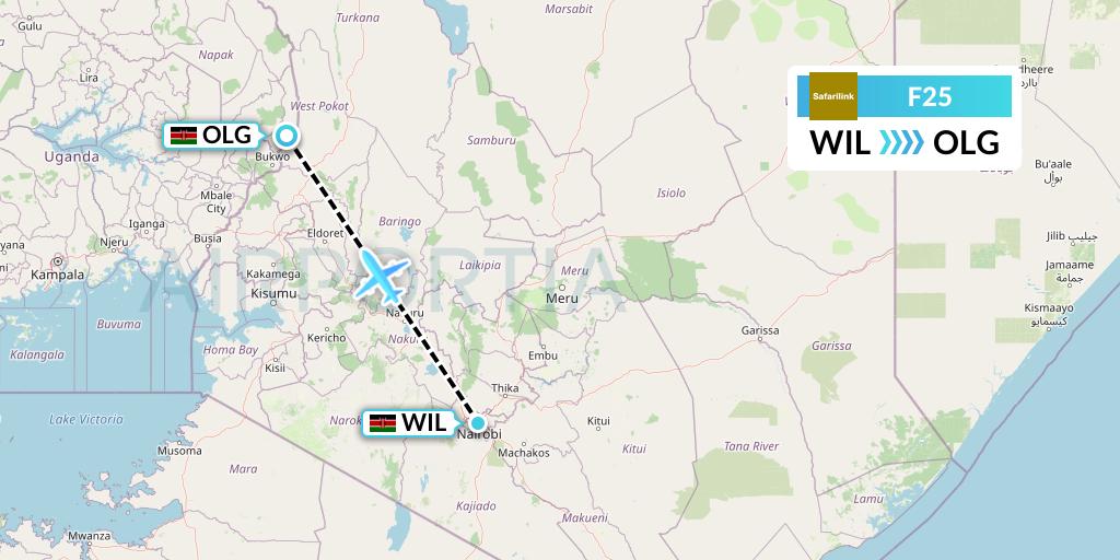 F25 Safarilink Aviation Flight Map: Nairobi to Nairobi