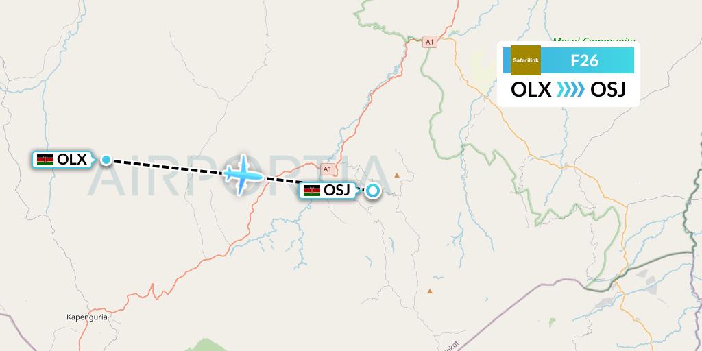 F26 Safarilink Aviation Flight Map: Nairobi to Nairobi