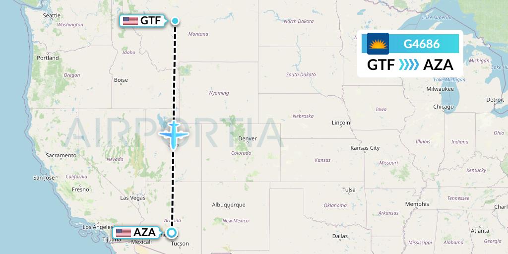 G4686 Allegiant Air Flight Map: Great Falls to Phoenix