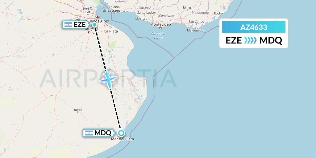 AZ4633 ITA Airways Flight Map: Buenos Aires to Mar del Plata