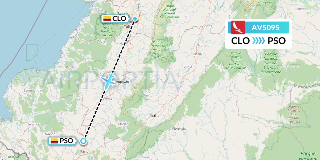 AV5095 Avianca Flight Map: Cali to Pasto