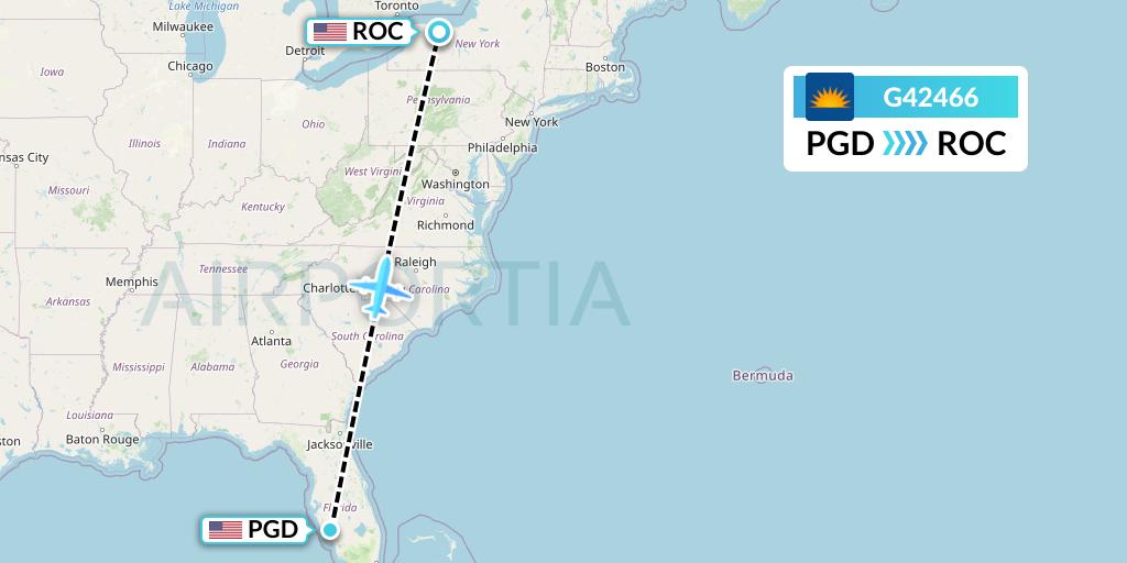 G42466 Allegiant Air Flight Map: Punta Gorda to Rochester