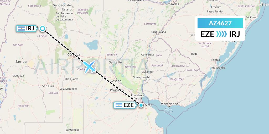 AZ4627 ITA Airways Flight Map: Buenos Aires to La Rioja
