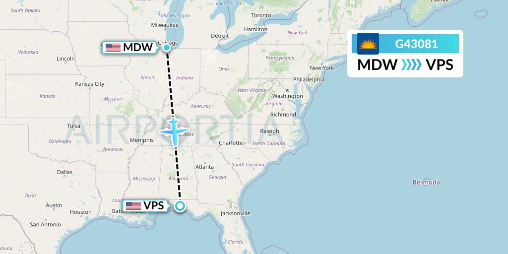 G43081 Allegiant Air Flight Map: Chicago to Valparaiso